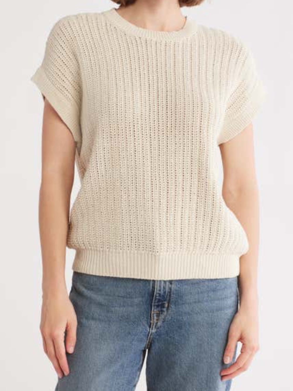NORDSTROM RACK Short Sleeved Sweater/Vest Small Tan Beige